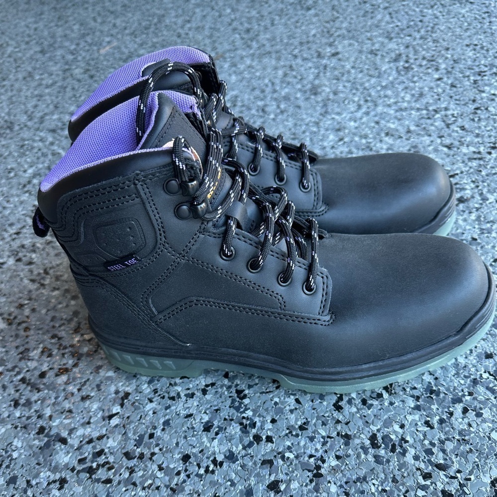 NEW Brahma Women’s 7.5 Combustion 6" Steel Toe Work Boots Black Purple Workwear